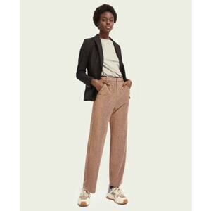 Scotch & Soda Womens Metallic Wide Leg Trouser Pants in Gold Bronze, Size Medium